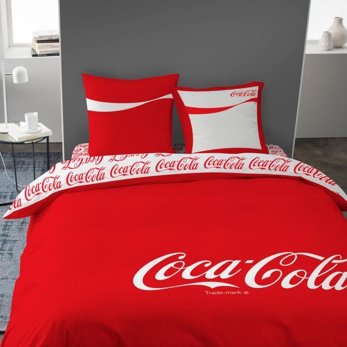 Parure de lit 100% coton coca cola en rouge 231823598  Cdiscount