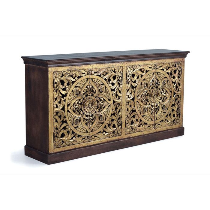 Buffet 4 Portes - Giner y Colomer - Bois de Manguier - Sculpté à la Main - Finition Feuille dOr Buffet 4 Portes - Giner y Colomer - Bois de Manguier - Sculpté à la Main - Finition Feuille dOr