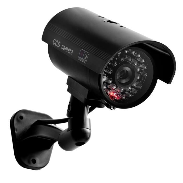 Duokon caméra de surveillance de sécurité Caméra factice CCTV Sécurité Surveillance Cam Simulation Rouge IR son lecteur Noir, Noir