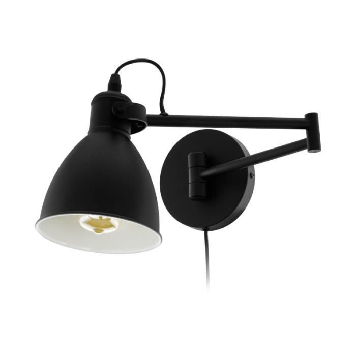 Applique murale SAN PERI - EGLO - 1 ampoule - Noir - Acier - Intérieur - LED