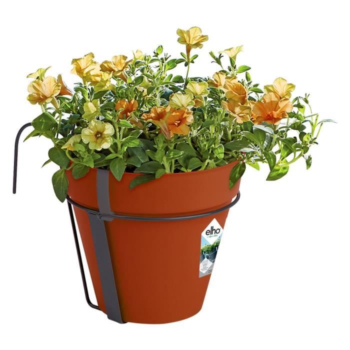 Pot de fleurs rond pour balcon 20 x 28 cm Jardinière en plastique  terracotta pour jardin extérieur