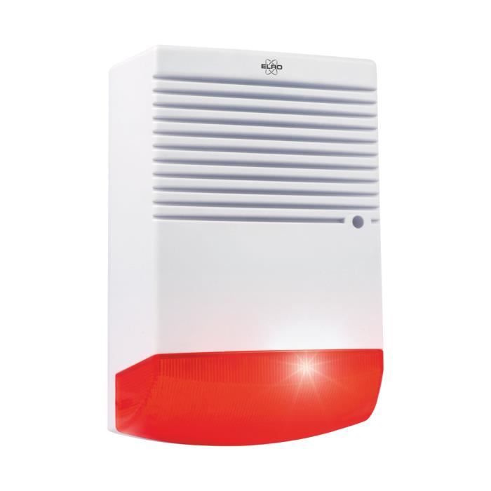 Sirène d'Alarme factice ELRO ADS1F avec lumière Clignotante LED - Blanc/Rouge - Batterie