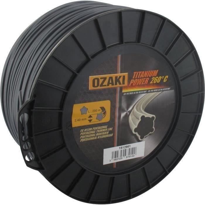 Bobine fil OZAKI TITANIUM POWER 2,4mm X 290m Profil pentagonal, co-polymère haute résistance