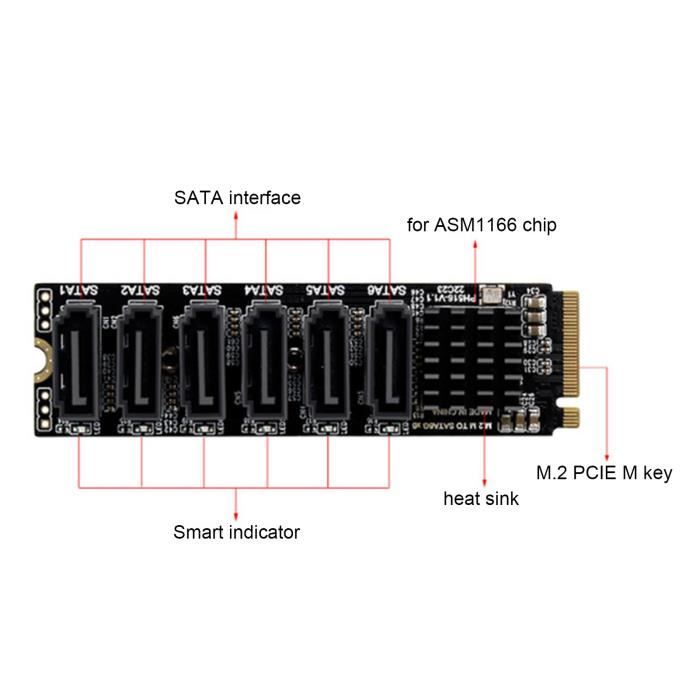 Tbest adaptateur M.2 Carte adaptateur PCIE M.2 vers SATA3.0 convertisseur de disque dur gratuit
