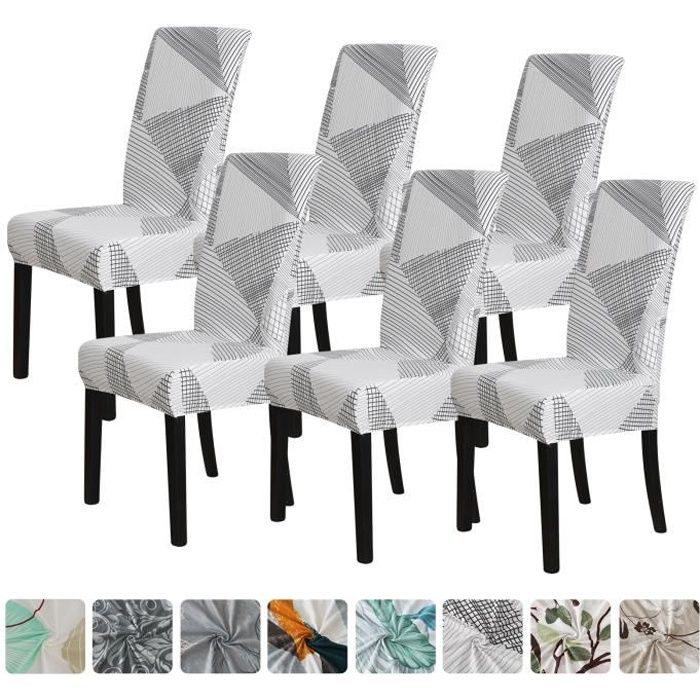 6 PCS Housse de Chaise Scandinave Extensible Protection