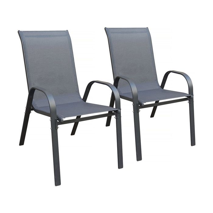 Fauteuil jardin textilène Cordoba - Phoenix - Lot de 2 - Anthracite