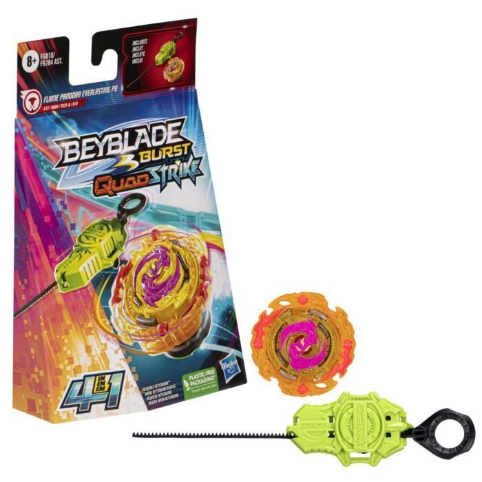 Beyblade Burst QuadStrike, Starter Pack avec toupie de compétition Flame Pandora Everlasting P8 et l
