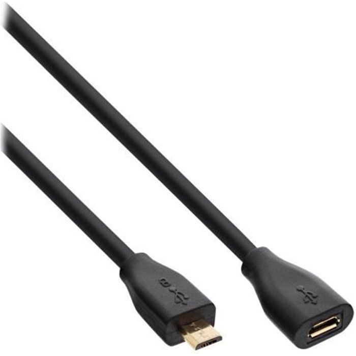 InLine Rallonge de câble USB Micro-USB Type B (M) pour Micro-USB Type B (F) USB 2.0 2 m noir