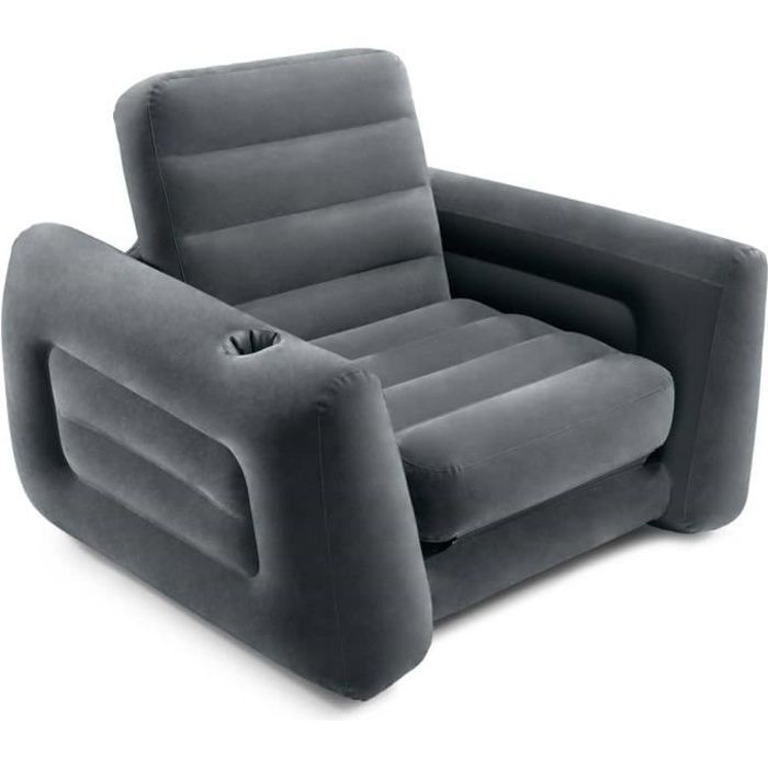 fauteuil gonflable - intex - gris - peut être étendu comme un lit