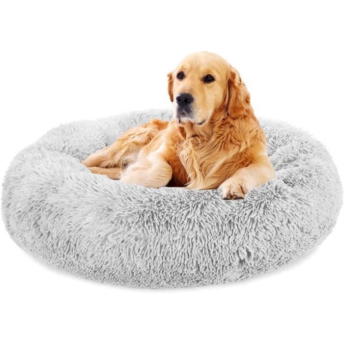 Meilleurs prix pour Panier Rond pour Chiens Ø80cm, Coussin Doux Antidérapant Donut pour Chats, Lit Apaisant en Peluche avec Housse Amovible et Lavable