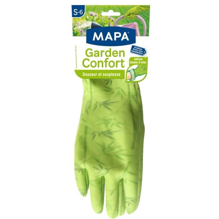 Gants de jardinage - MAPA - Garden Confort - Latex naturel - Doublure coton et bambou - Taille S/T6