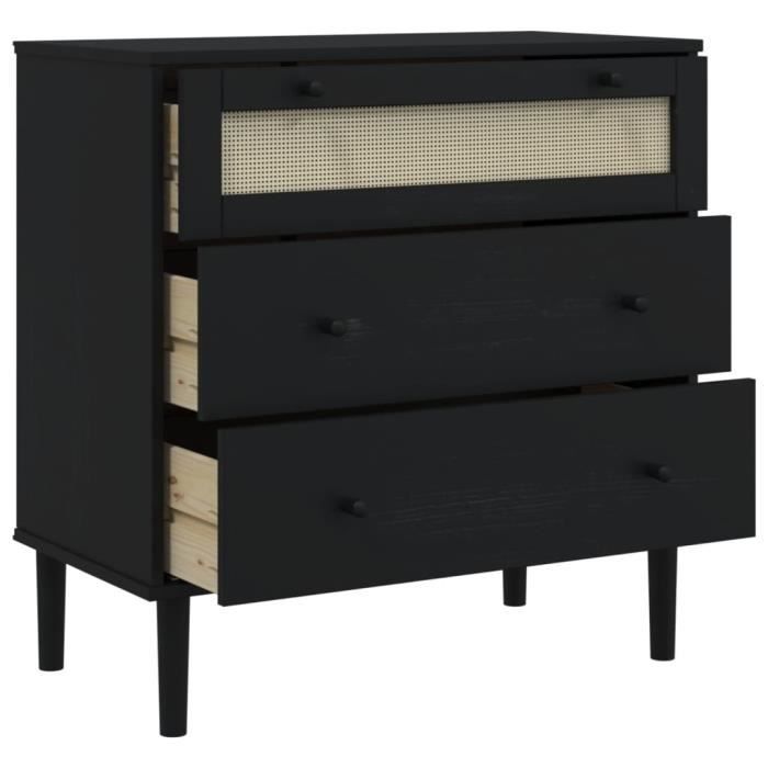 Commode - MOTHINESSTO - SENJA - Bois de pin massif - 3 tiroirs - Finition vernis UV