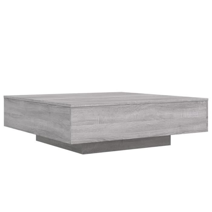 Table Basse Carrée Blanche Avec LEDs RGB - 100x100x31 Cm, Bois Aggloméré, éclairage Ambiance Réglable