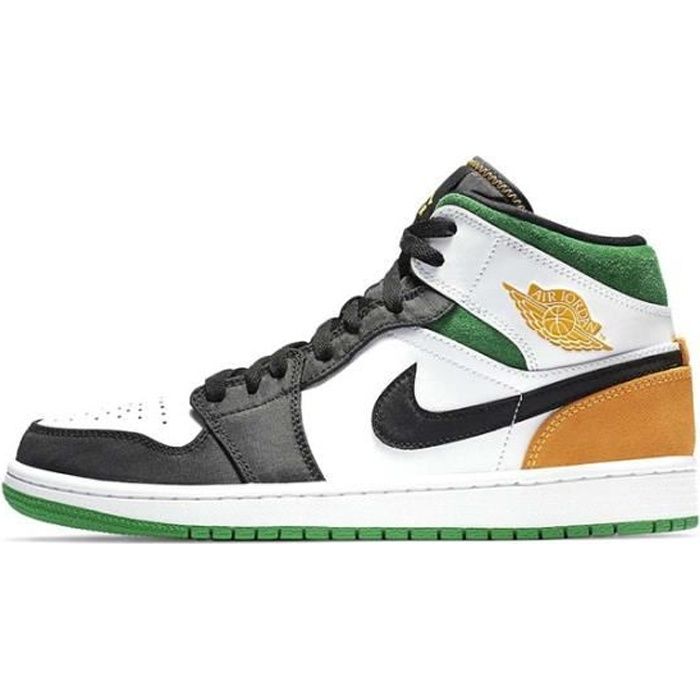 Basket Nike Air Jordan 1 Mid SE Chaussure de Sport AJ 1 Homme Femme  852542-101 Blanc/vert - Cdiscount Chaussures