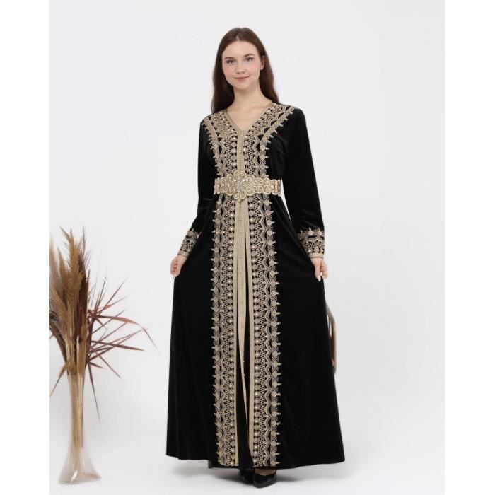caftan rim blanc dore brode takchita abaya karakou grande taille robe dubai oriental