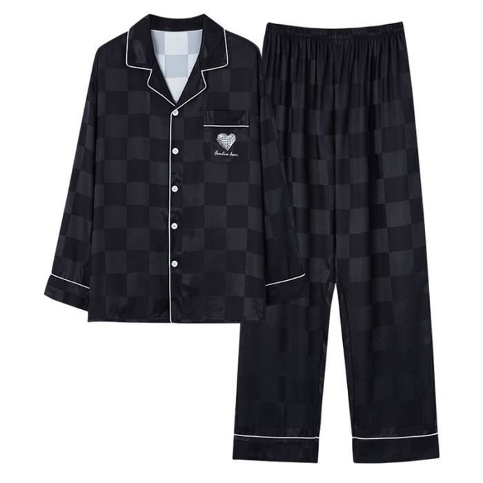 Ekouaer Herenpyjama, lange pyjama, katoen, lange mouwen, shirt met Ekouaer Herenpyjama, lange pyjama, katoen, lange mouwen, shirt met