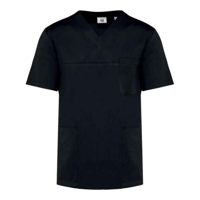 Tunique médicale Homme Veste de Travail Manches Courtes col et Revers de Manches contrastés Polyester Coton épais (FR/ES, Alpha/Lettres, XS, Taille Normale, Taille Normale, Blanc
