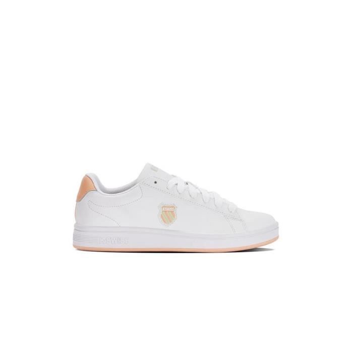 K-SWISS Chaussures de tennis K-SWISS Court Shield pour femme en cuir blanc à lacets - modèle 96599951M