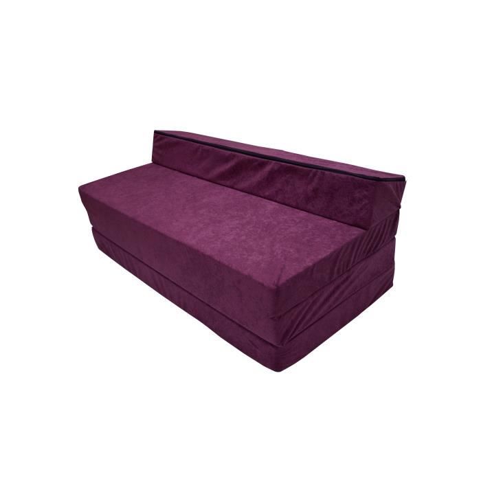 Matelas pliant sofa 200x120x10 cm pour adultes et enfants - NATALIA SPZOO - Violet - Mousse polyuréthane - 120 x 200 cm