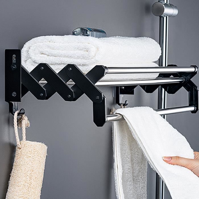 Porte-serviettes auto-adhésif en acier inoxydable avec 3 crochets de rangement en métal en forme de S pour cuisine toilette salle de bains chambre monté au mur accessoires de salle de bains 