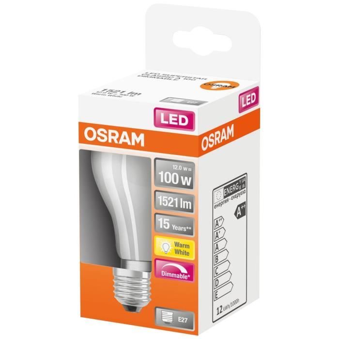 OSRAM Ampoule LED Standard verre dépoli variable 12W=100 E27 chaud