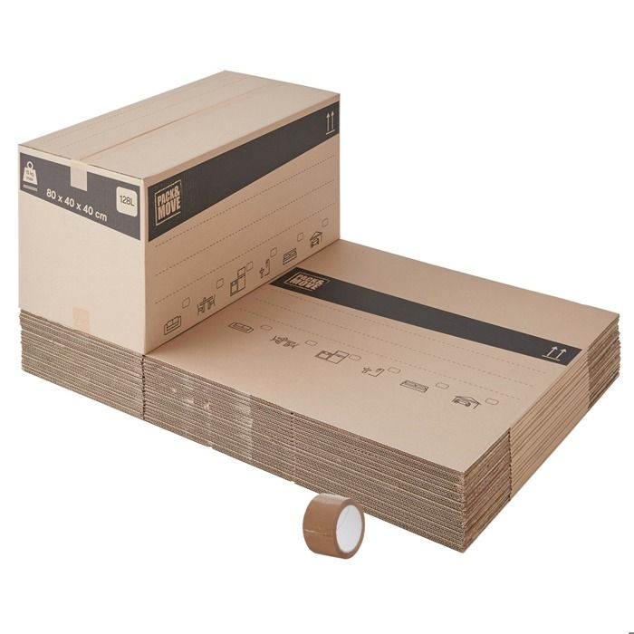 Lot de 20 cartons de déménagement 128L - 80x40x40 cm - Made in France - 70% FSC certifé - Pack & Move