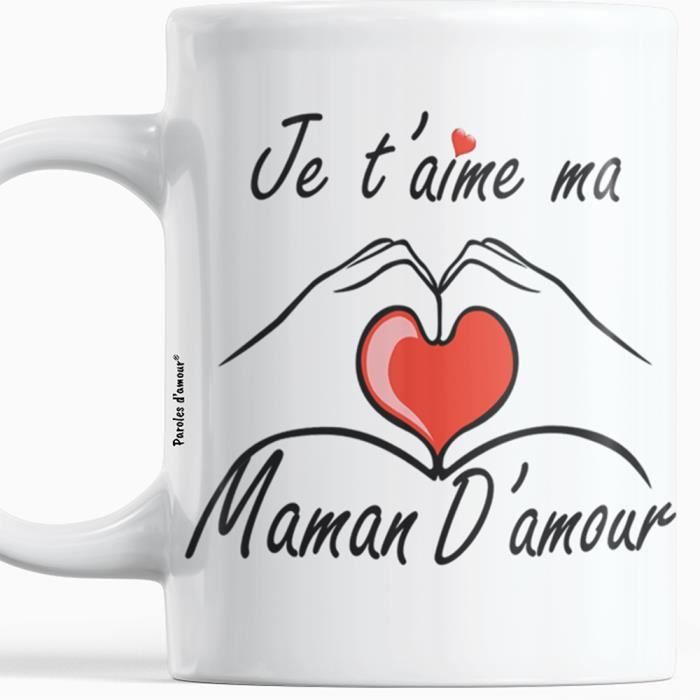Cadeau fete des meres original Tasse Je t'aime Ma Maman d'amour Cadeau ...