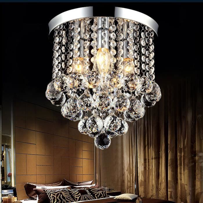 Élégant 8w LED plafonnier verre argent invités Chambre Lampe Cristal