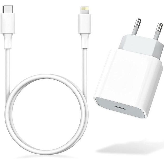 Phonillico - Cable USB + Chargeur Voiture Blanc Allume Cigare pour Apple  iPhone 11 / 11 PRO / 11 PRO MAX / X / XS / XS MAX / XR / 8 /