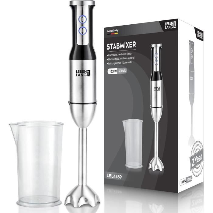 mixeur blender plongeant titanmix 1050w avec lame en titane et bocal 600ml