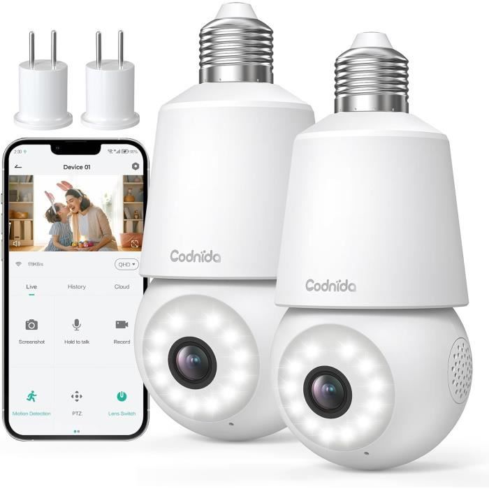 Caméra Ampoule WiFi 360° E27 – Surveillance Discrète et Efficace main image 1