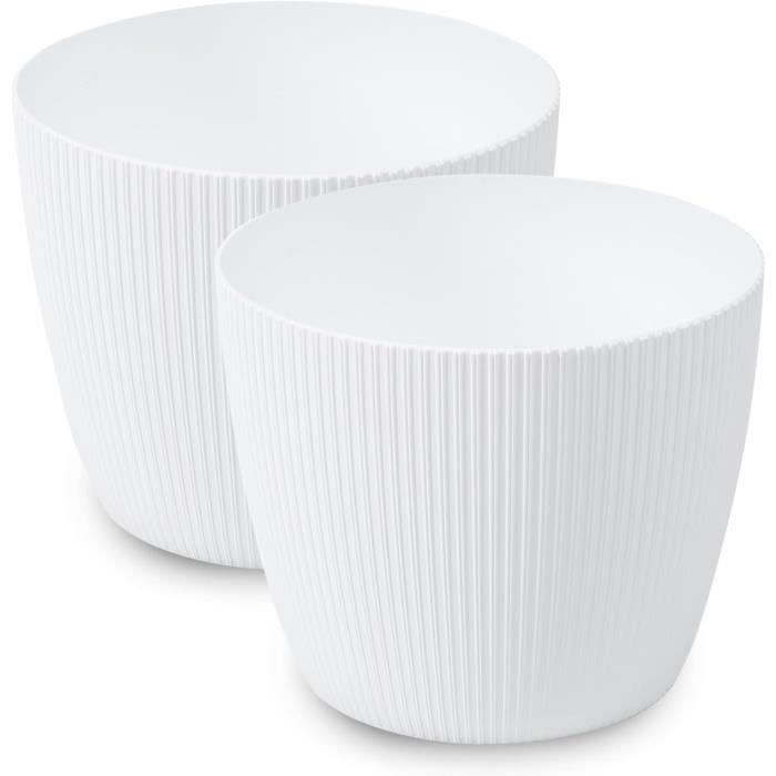 2 Pots De Fleurs Mat PECZEKO Ø14 Cm - Décoratifs En Plastique, Pour Intérieur Ou Extérieur
