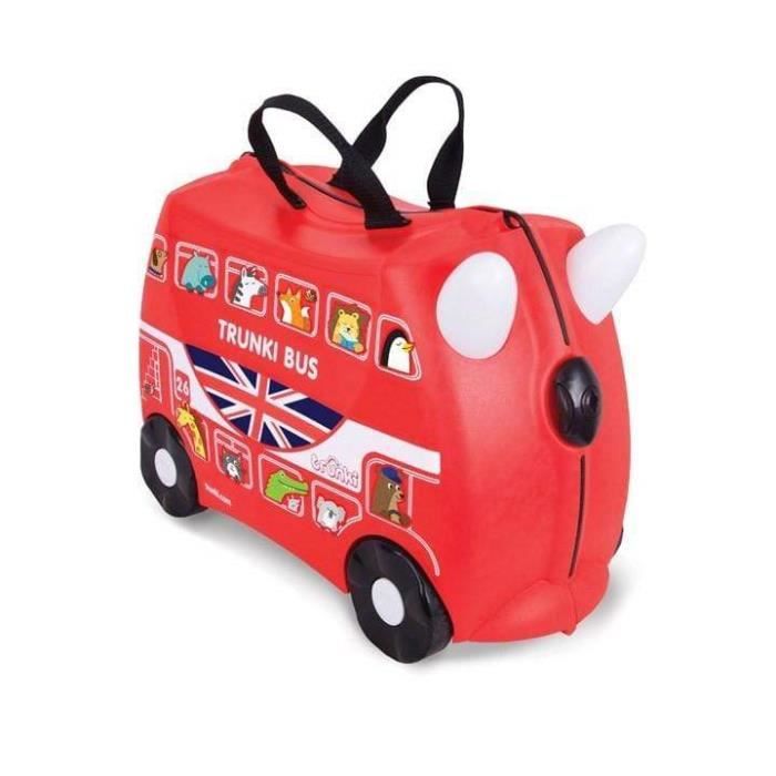 Rouge Vehicules Boris le Bus Trunki Valise Enfant à Roulette à Chevaucher et Bagage Cabine