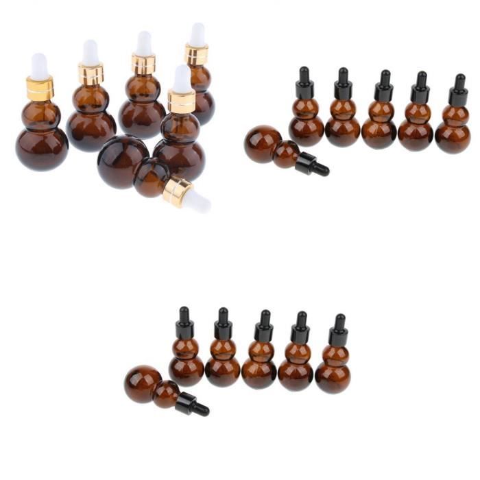 8 Flacons Compte-Gouttes 10ml En Verre Ambré - Pour Huiles Essentielles, Teintures - Bouteilles Gouttes Vides