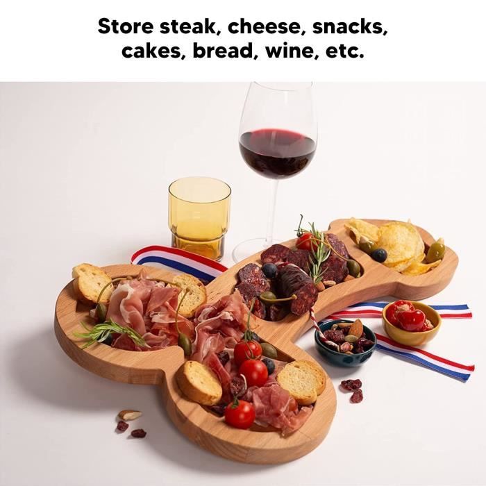 Plateau Apéritif Planche Apéritif 9.4in Bois Écologique Non Toxique Inodore Sans BPA Grand Espace Charcuterie Planche Haute Qualité