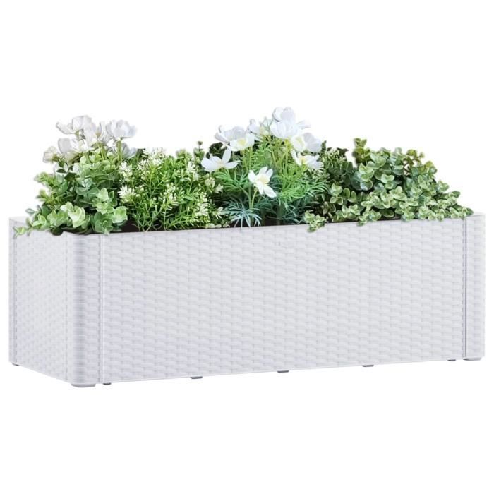 VidaXL Lit surélevé de jardin et système d'arrosage Blanc 100x43x33 cm