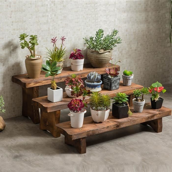 Banc à Jardinière VidaXL En Bois Acacia Avec 2 Étagères - Table De Plantation Zinc Pour Jardin Balcon