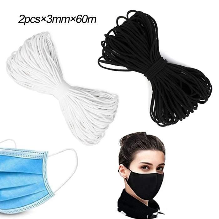 Elastique Plat 5-6 mm noir blanc Fil fabrication masque couture livraison rapide