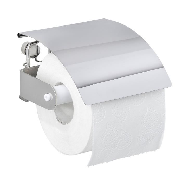WENKO Porte papier toilette Premium Plus, dérouleur papier toilette mural,  acier inox, 14x8,5x12,5 cm, Brillant
