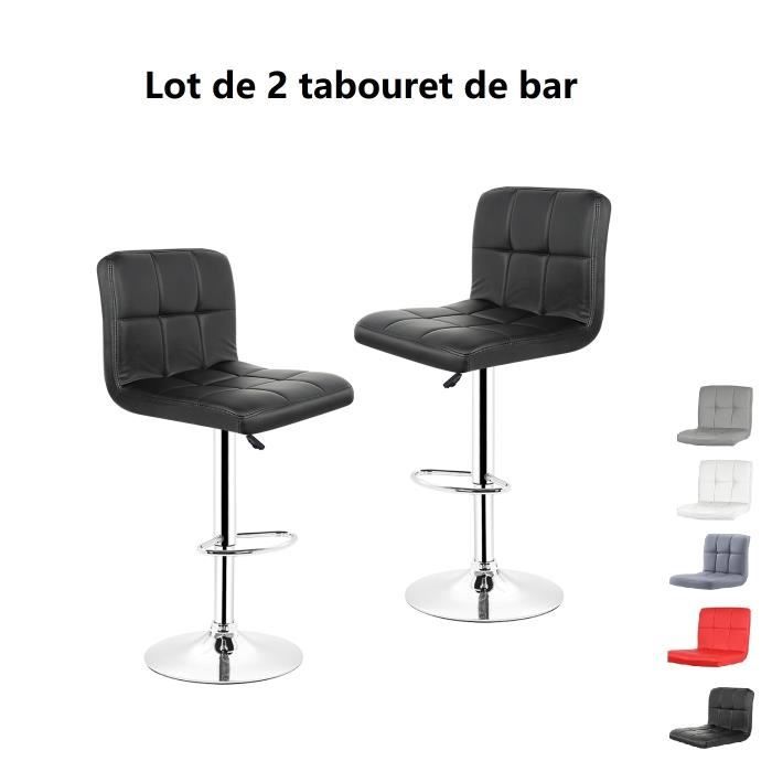TABOURET DE BAR - LOT DE 2 - NOIR POUR CUISINE