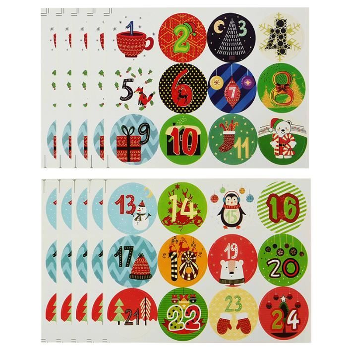Calendrier De L'avent Chasseur Stickers Calendrier Avent DuneDesign - Autocollants Noël Chiffres Lettres Déco DIY Décoration Calendrier 24 Jours