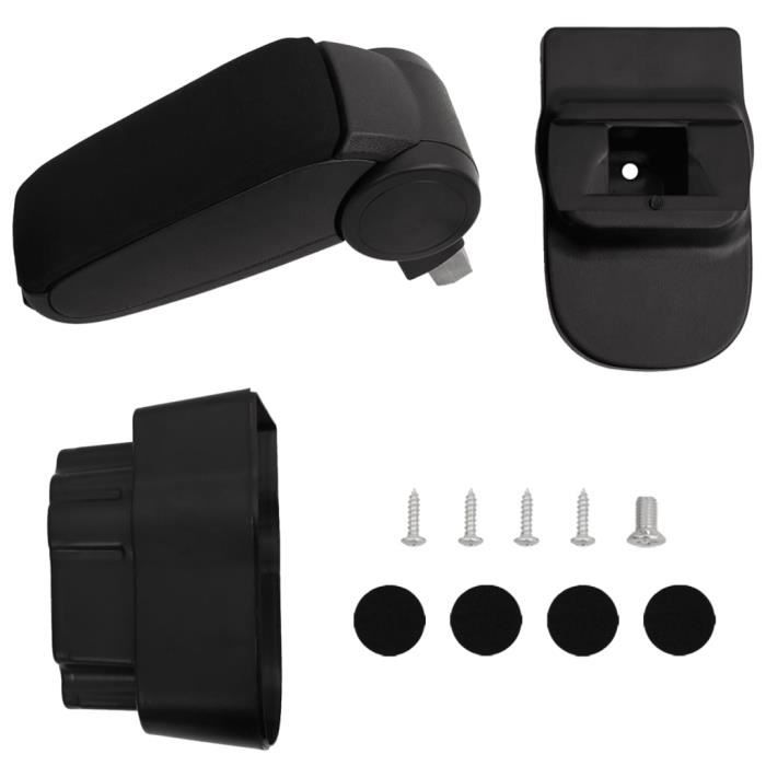 Accoudoir Central Universel Pour Voiture - Cuir Noir, Base Argent - Compatible Opel Vectra, Agila, Astra