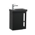 Meuble lave-mains noir vasque noire - MOB-IN - Hampton - Bois - 24cm profondeur - Design épuré-1