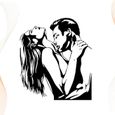 1 pc autocollant mural Couple baiser sticker papier peint élégant décoratif pour la maison chambre-1
