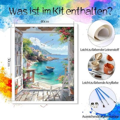 Kit Peinture Par Numéros Paysage 40x50cm - Peinture Acrylique Adulte Avec Toile, Pinceaux Et Instructions