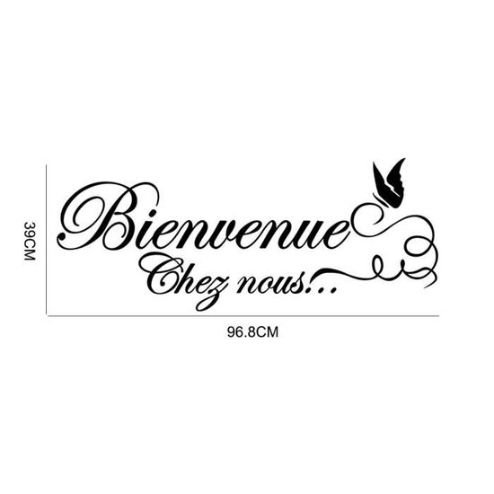 Noir Stickers Muraux Citation Bienvenue Chez Nous 96 8cmx39cm Cdiscount Maison