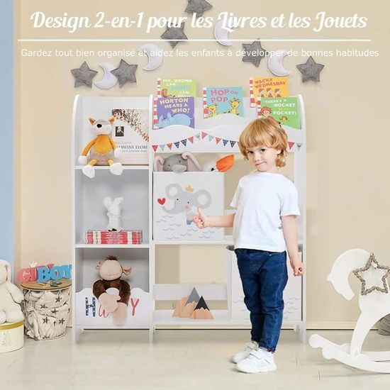 GOPLUS Meuble de Rangement avec Espace de Rangement Spacieux, Bibliothèque pour Enfant à Jouets