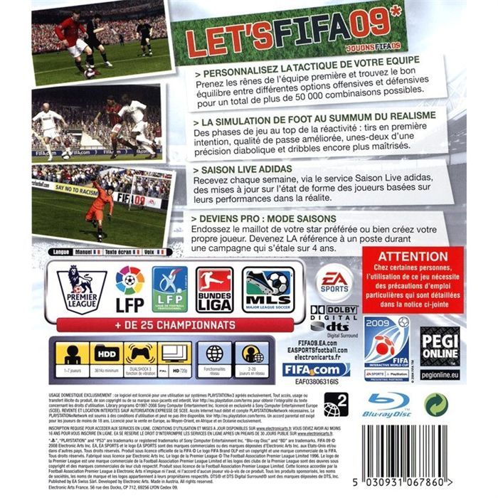 Jeu FIFA 17 Pour PlayStation 3 - Très Bon état (disque + Boîte) - Origine Madagascar