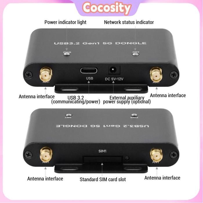 Carte WiFi DONGLE 5G, Extension DONGLE 5G USB3.1 à M.2 Clé B 4 Antennes Indicateur d'alimentation pour Internet