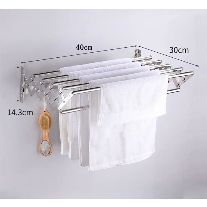 Étendoir Mural Pliable Relaxdays – Pour Intérieur/extérieur, Peu Encombrant, Blanc – 15x100x50 Cm